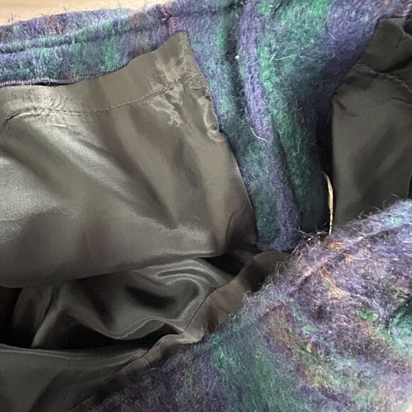 Vintage 60s/70s Freedom Wear by Treas Ni Riain Mohair Plaid Jacket/Coat XL Blue - Picture 6 of 12